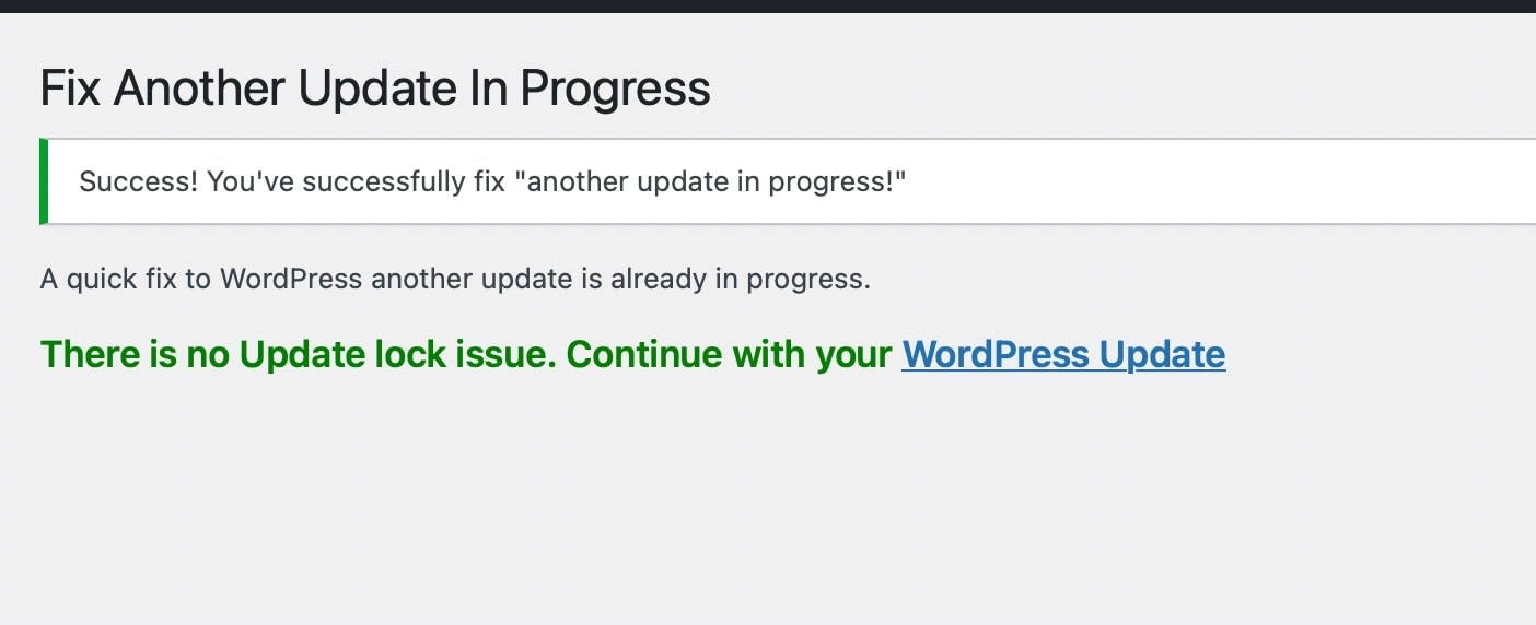 Fix WordPress Update Lock