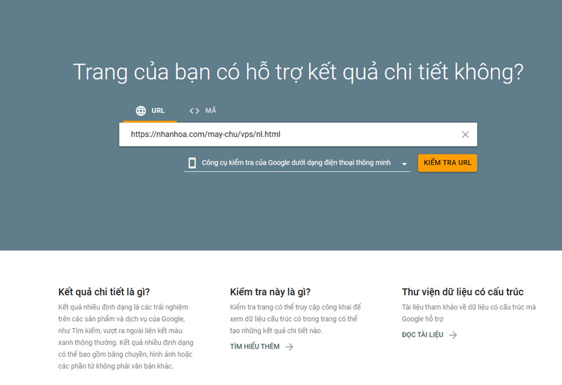 Công cụ kiểm tra bằng Rich Snippets